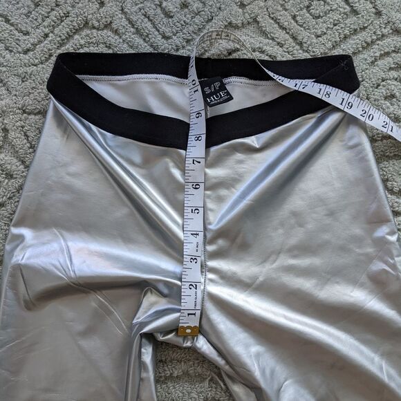 HUE Metallic silver leggings pants size Small @L1 - Picture 7 of 10